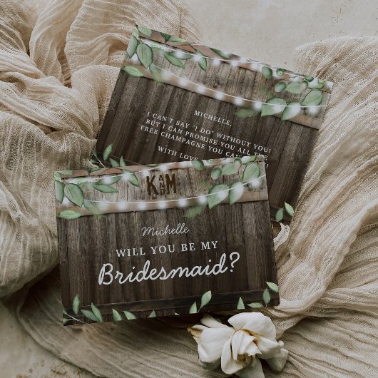 Rustic Greenery Bridesmaid proposal Kaart