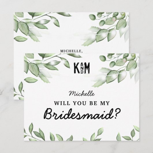 Rustic Greenery Bridesmaid proposal Kaart (Voorkant / Achterkant)