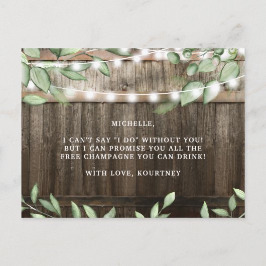 Rustic Greenery Bridesmaid proposal Kaart (Achterkant)