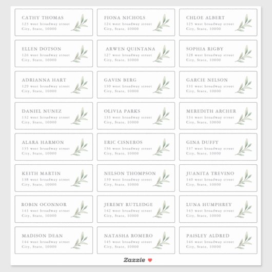 Rustic greenery bruiloft label gastadres (Vel)