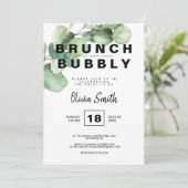 Rustic Greenery Brunch en Bubble Vrijgezellenfeest Kaart (Staand voorkant)