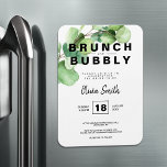 Rustic Greenery Brunch en Bubble Vrijgezellenfeest Magneet<br><div class="desc">Voeg een vleugje elegantie toe aan uw vrijgezellenfeest met onze rustieke eucalyptusmagneten. Bestel nu en begin met het maken van een evenement van je droom. Deze magneten zijn vervaardigd met een modern en elegant ontwerp en hebben een delicaat eucalyptusgroen, waardoor ze een op bossen geïnspireerde esthetiek creëren die perfect is...</div>