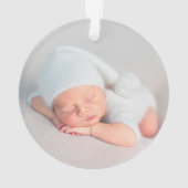 Rustic Greenery Bunny Baby's eerste kerstfoto Ornament (achterkant)