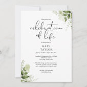 Rustic Greenery Celebration of Life Funeral Kaart (Voorkant)