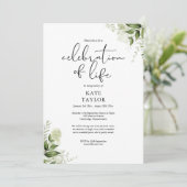 Rustic Greenery Celebration of Life Funeral Kaart (Staand voorkant)