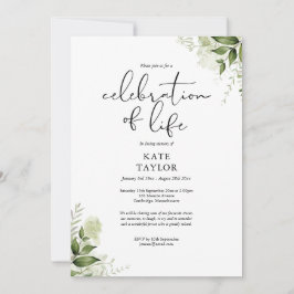 Rustic Greenery Celebration of Life Funeral Kaart