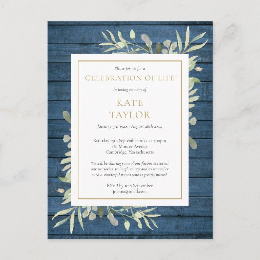 Rustic Greenery Celebration of Life Uitnodiging (Voorkant)