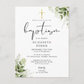 Rustic Greenery Chic Monogram Baptism Uitnodiging (Voorkant)