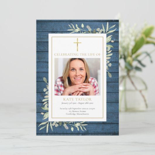 Rustic Greenery Christelijke begrafenis Orde van S Programmakaart (Staand voorkant)