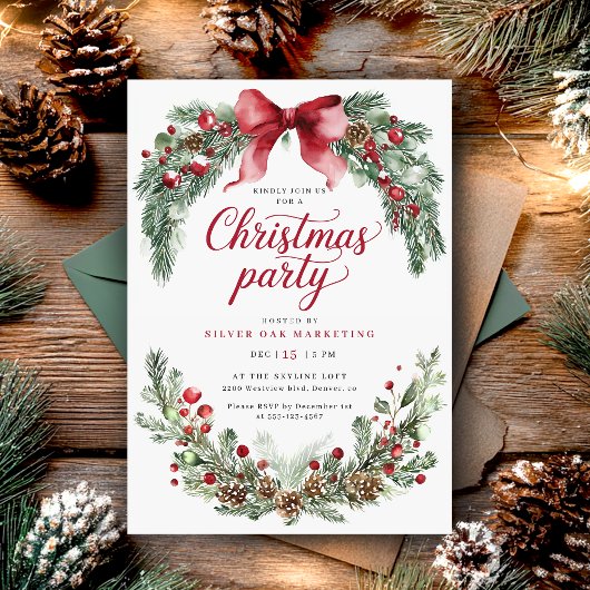 Rustic Greenery Christmas Party Kaart