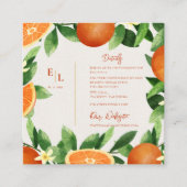 Rustic Greenery Citrus Oranje bruiloft Details Informatiekaartje (Voorkant)