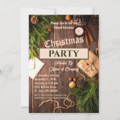 Rustic Greenery Company Kerstparty Uitnodiging (Voorkant)