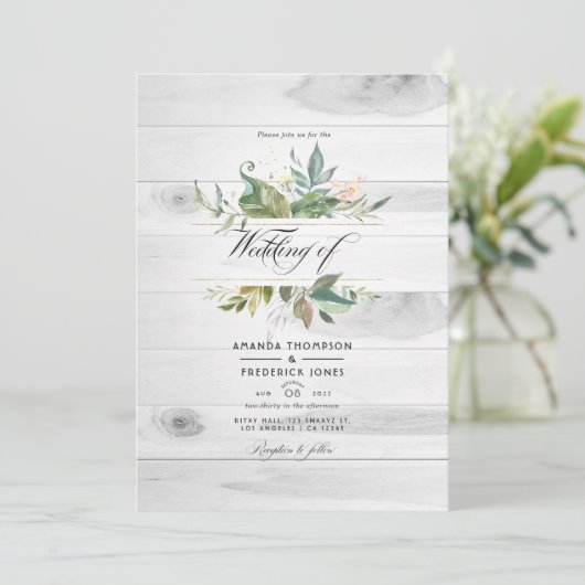 Rustic Greenery Country Barn QR Code RSVP Weddensc Kaart (Staand voorkant)