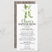 Rustic Greenery Cross Boy Baptism Custom Event Menu (Voorkant / Achterkant)
