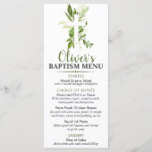 Rustic Greenery Cross Boy Baptism Custom Event Menu (Voorkant)