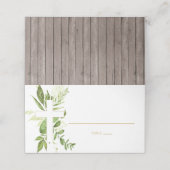 Rustic Greenery Cross Boy Baptism Folded Tent Plaatskaartje (Buitenkant ongevouwen)