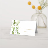 Rustic Greenery Cross Boy Baptism Folded Tent Plaatskaartje (Voorkant)