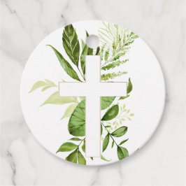Rustic Greenery Cross Boy Baptisme Bedankjes Labels