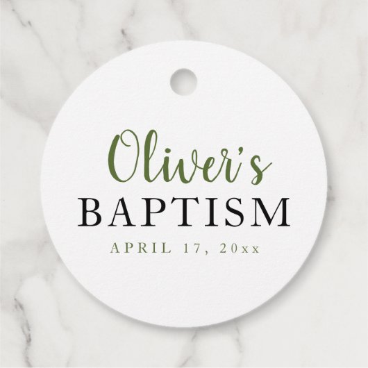 Rustic Greenery Cross Boy Baptisme Bedankjes Labels (Achterkant)