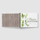 Rustic Greenery Cross Boy Baptisme Gastenboek (Volledig)
