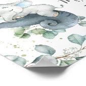 Rustic Greenery Cute Elephant Baby shower Welkom Poster (Hoek)