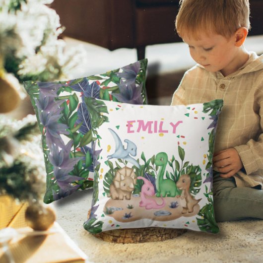 Rustic Greenery Dinosaur Name Kussen