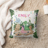 Rustic Greenery Dinosaur Name Kussen (Deken)