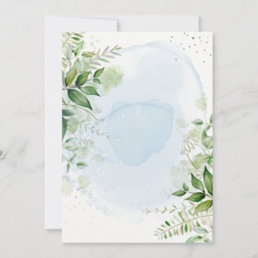 Rustic Greenery Dusty Blue Airy Rehearsal Dinner I Kaart (Achterkant)