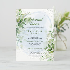 Rustic Greenery Dusty Blue Airy Rehearsal Dinner I Kaart