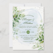 Rustic Greenery Dusty Blue Airy Wedding Kaart (Voorkant)