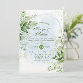 Rustic Greenery Dusty Blue Airy Wedding Kaart (Staand voorkant)