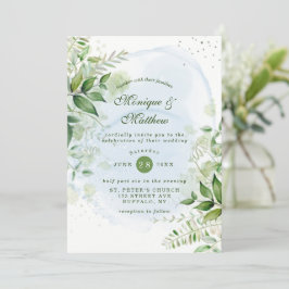 Rustic Greenery Dusty Blue Airy Wedding Kaart