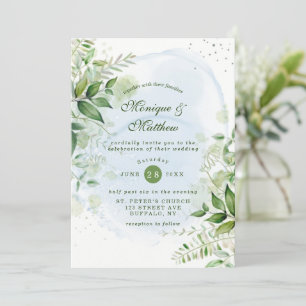 Rustic Greenery Dusty Blue Airy Wedding Kaart