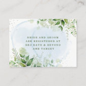 Rustic Greenery Dusty Blue Airy Wedding Registry Visitekaartje (Achterkant)