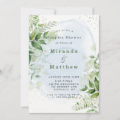 Rustic Greenery Dusty Blue Couples Shower Invites (Voorkant)