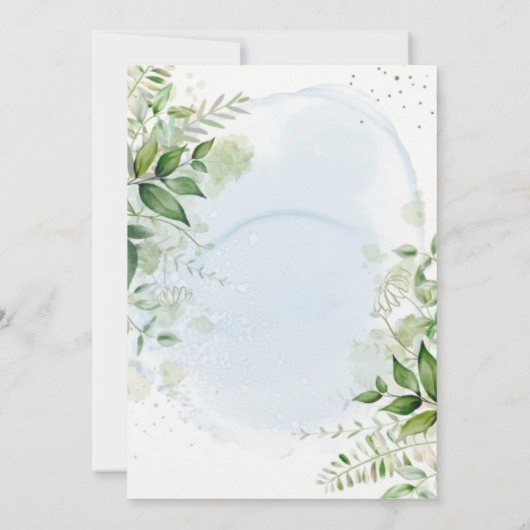 Rustic Greenery Dusty Blue Couples Shower Invites (Achterkant)