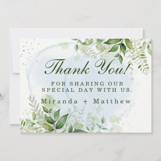 Rustic Greenery Dusty Blue Wedding Bedankt voor je Kaart (Voorkant)