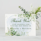 Rustic Greenery Dusty Blue Wedding Bedankt voor je Kaart (Staand voorkant)