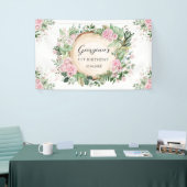 Rustic Greenery Dusty Pink Floral Girls Birthday Spandoek (Beurs)