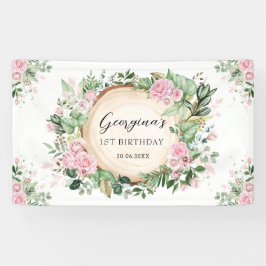Rustic Greenery Dusty Pink Floral Girls Birthday Spandoek