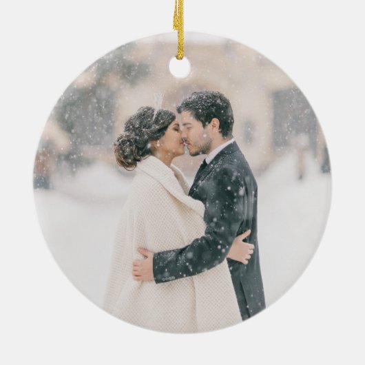 Rustic Greenery Eerste Kerstmis als de heer en mev Keramisch Ornament (Achterkant)