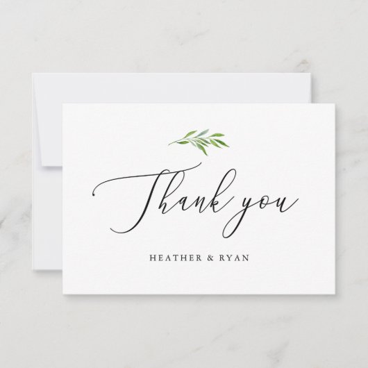 Rustic Greenery Elegant Bedankkaart (Voorkant)