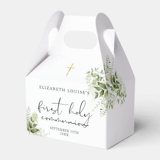 Rustic Greenery Elegant First Heilige Communie Bedankdoosjes (Voorkant Zijde)