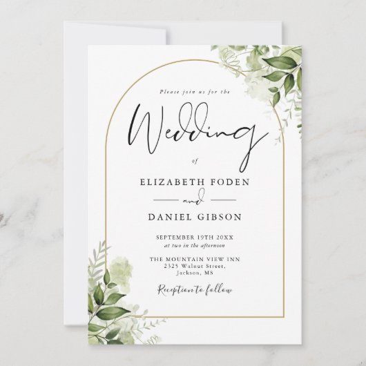 Rustic Greenery Elegant Gold Arch Monogram Weddens Kaart (Voorkant)