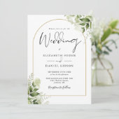 Rustic Greenery Elegant Gold Arch Monogram Weddens Kaart (Staand voorkant)