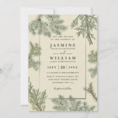 Rustic Greenery Elegant Modern QR Code Wedding Kaart (Voorkant)