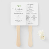Rustic Greenery Elegant Wedding Ceremony Program Handwaaier (Voorkant en achterkant)