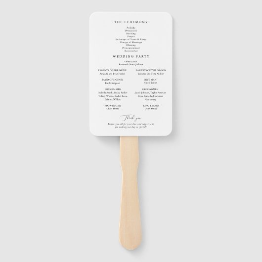 Rustic Greenery Elegant Wedding Ceremony Program Handwaaier (Achterkant)