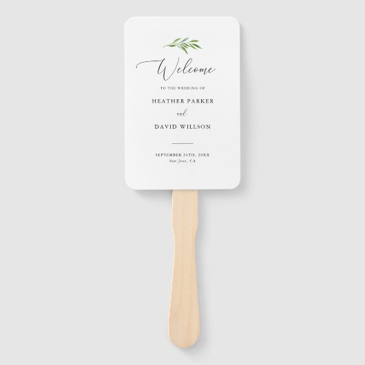 Rustic Greenery Elegant Wedding Ceremony Program Handwaaier (Voorkant)