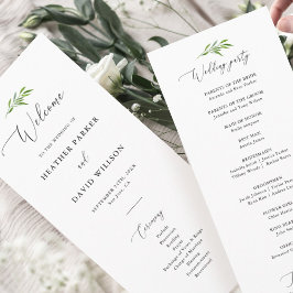 Rustic Greenery Elegant Wedding Ceremony Program Programmakaart